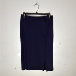 Forever 21 Navy Pull On Slit Detail Midi Skirt Size Large
